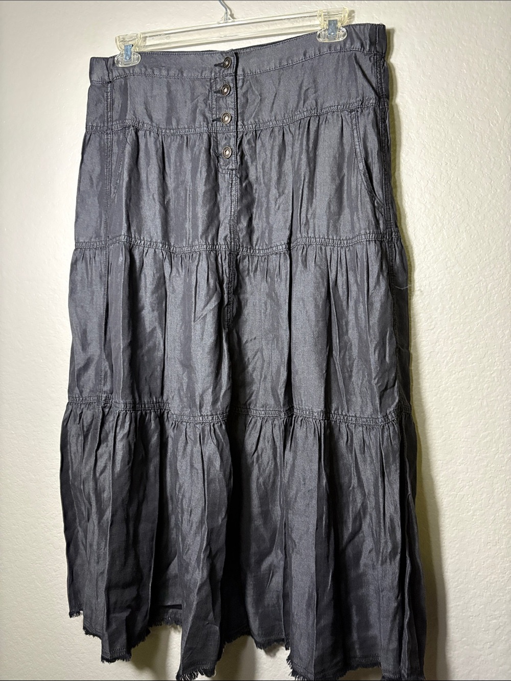 John Mark Charcoal Tiered Maxi Skirt